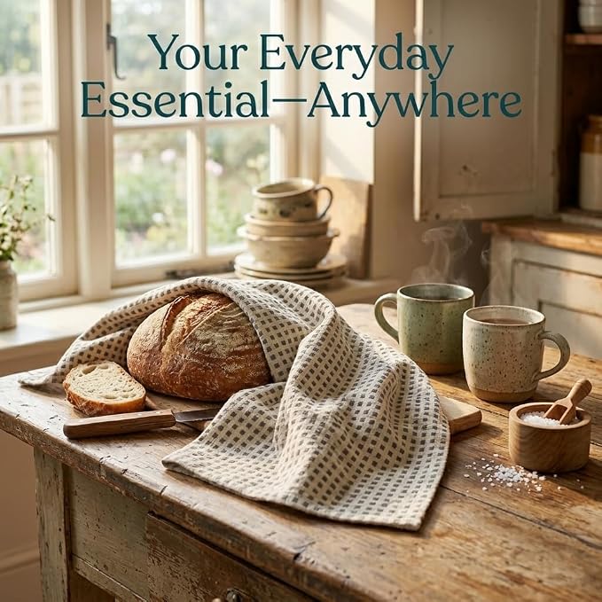 Urban Villa Kitchen Towels Cotton Dish Towels 20”x30” (Set of 6) Grey White