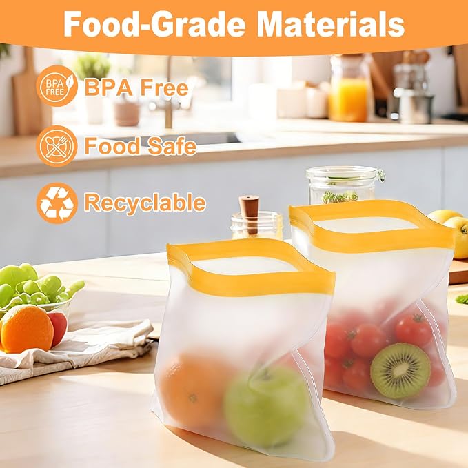 Serfeymi 10 Pack Reusable Freezer Sandwich Bags Dishwasher Safe, Extra Thick Reusable Plastic Bags BPA Free,Quart Freezer Food Storage Bags for Sandwich Containers, Travel, Food, Meat, Vegetable