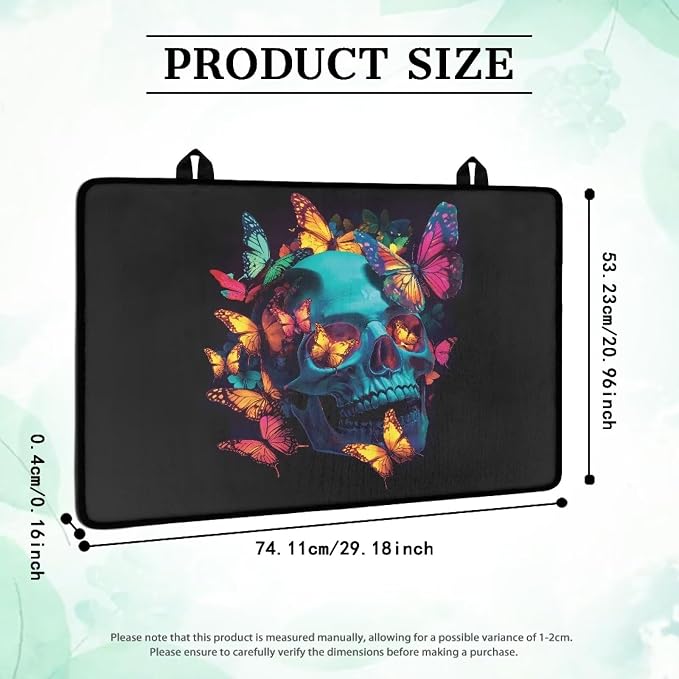 Groovy Skull Colorful Butterfly Print Stove Top Covers for Electric Stove Dish Drying Cooktop Cover Anti-Slip Stovetop Protector Range Covers for Glass Top Stove, 29.18 x 20.96 inch