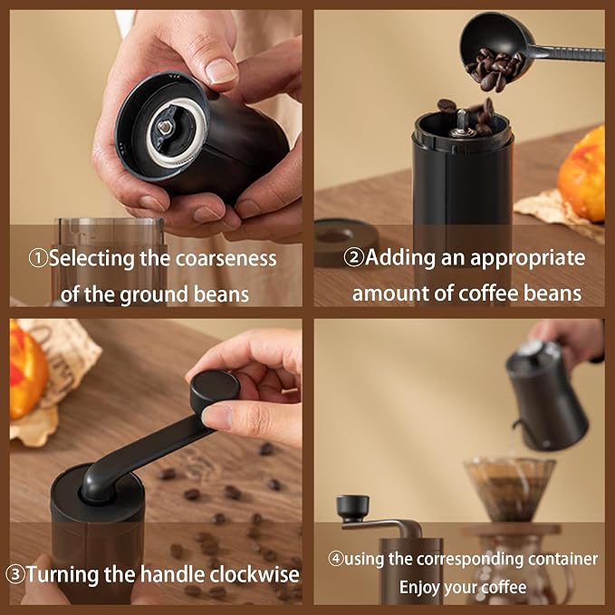 Hand Coffee Grinder with Ceramic grinding core Black Durable Adjustable Grind Setting for Espresso to French Press Easy for Washing Gift for Travel & Camping