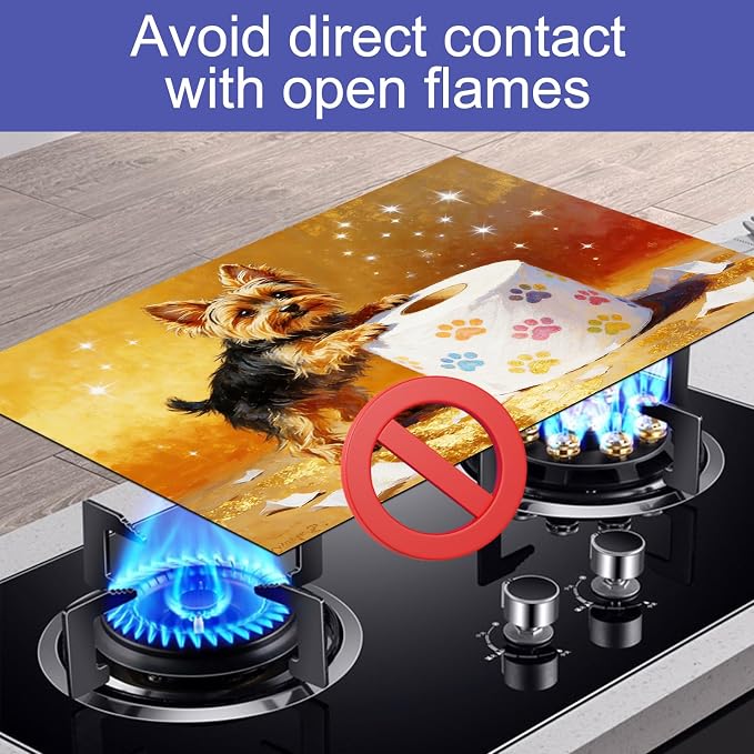 HOMETITUTE Spring Stove Top Cover 28x20 Dog Paw Artwork Heat Resistant Protector