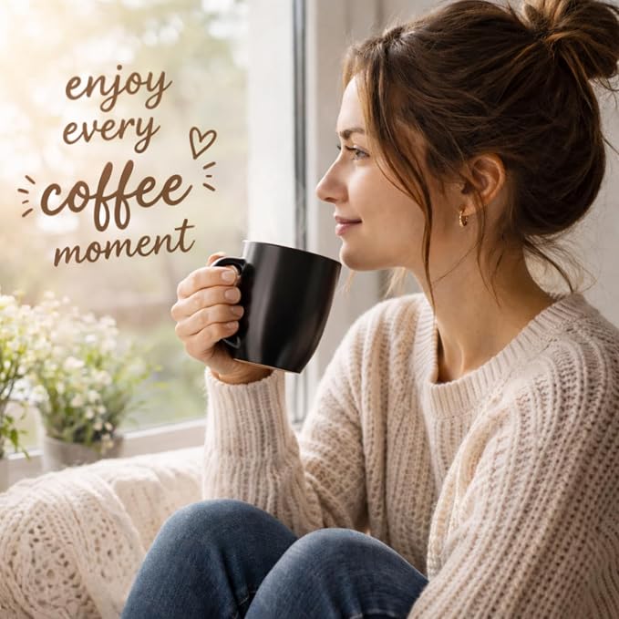 AmorArc 16 oz Coffee Mugs Set of 6, Large Ceramic Coffee Cups Set | Classic Coffee Mugs Set for Men,Women,Tea/Latte/Cappuccino/Cocoa. Dishwasher&Microwave Safe