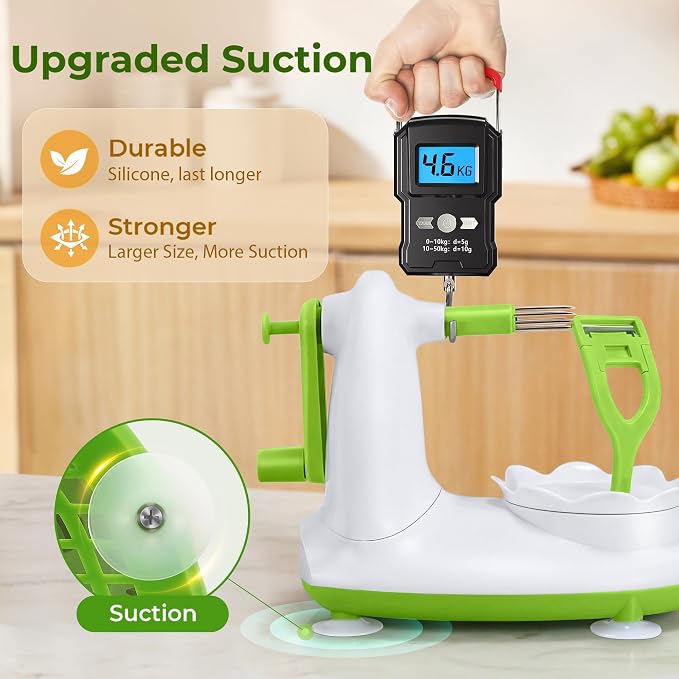 Apple Peeler for Apple Sauce and Pie, 8-Wedge Apple Slicer Corer with Stainless Steel Blades, Upgraded Strong Suction Base, Includes 2 Replacement Blades