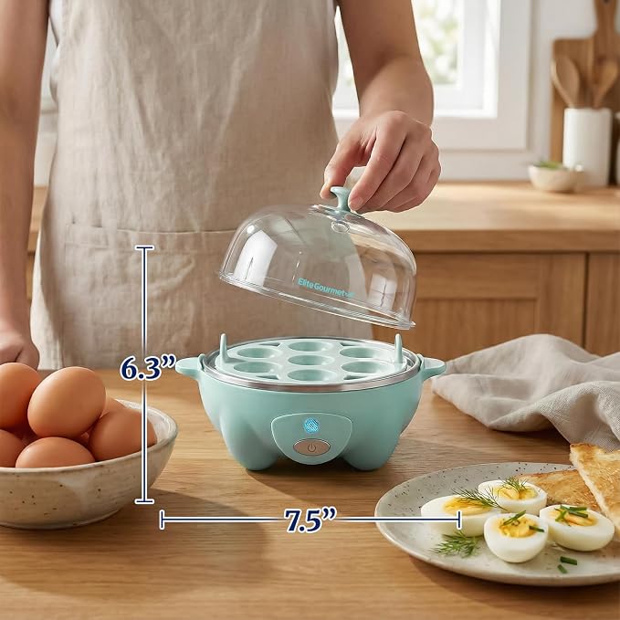 Elite Gourmet Easy Electric 7-Egg Cooker, Poacher/Omelet Maker, BPA-Free | Cooks soft, medium, or hard-boiled eggs - also scrambles eggs - auto shut-off with buzzer alert