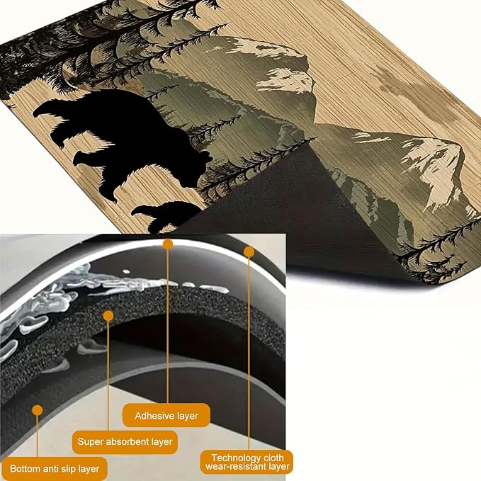 HOMETITUTE Mountain Bear Stove Cover 28x20 Heat Resistant Diatomite Mat