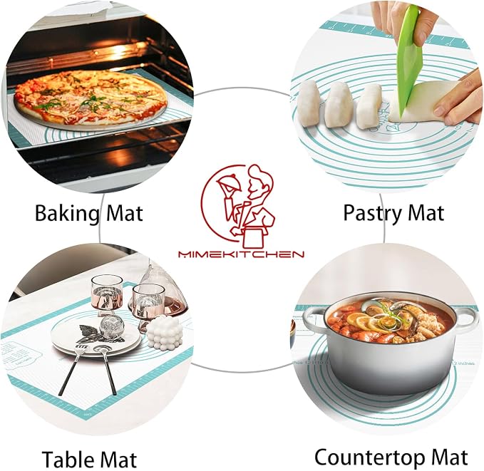 Non-Stick Silicone Pastry Mat, Thick Silicone Baking Mat - Dough Mat for Rolling, Silicone Mat for Baking Cookies Macarons Bread, Extra Large 26 x 16 Inch