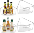 Lazy Susan Cabinet Organizer Bins for 26"/ 28"/ 32" Diameter | Corner Organizer, Plastic Cabinet Storage Bin, 1/8 Wedge - Food Safe, BPA Free, with Non-Slip Pads (for 32" Diameter, 4 Pack)