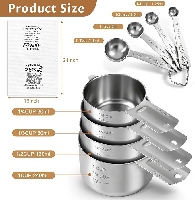 Wedding Gifts for Couples 2026, Bridal Shower Gifts for Bride to Be, Engagement Gift for Newlyweds, Bride Gift, Mr and Mrs Measuring Cups and Spoons Set with Dish Towel
