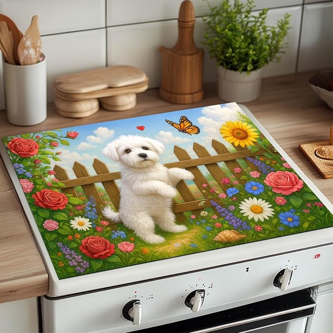 HOMETITUTE Garden Puppy Stove Top Cover 28x20 Heat Resistant Diatomite Mat