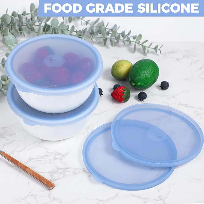 Silicone Lids for Corelle Vitrelle, 4 Pack Corelle Bowl Lids for 28oz Soup Bowls Corelle Vitrelle 428-PC, Freezer Microwave Dishwasher Safe