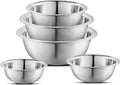Premium Stainless Steel Mixing Bowls, Set of 5 Brushed Stainless Steel Mixing Bowl Set, Easy To Clean, Space Saving, Great for Cooking, Baking, Prepping (5 Pc Mixing Bowl)