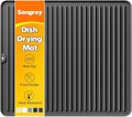 Songrey Silicone Dish Drying Mat for Kitchen Counter, 18" x 16", Black | Drying Pad for Sink Dishes or Under Rack, Multi-Use as Heat Resistant Trivet, Coffee Bar Mat