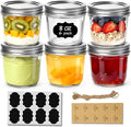 ComSaf 8 oz Wide Mouth Mason Jars, 6 Pack Small Half Pint Jars with Lids | BPA-Free, Half-Pint Portion, Chunky Salsa, Overnight Oats, Party Favors, Meal Prep, DIY Candles, Labels and Twine