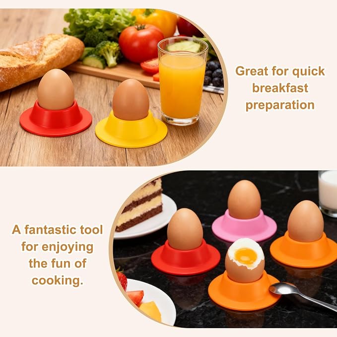 uxcell 4 Pack Soft Boiled Egg Holder, Nonstick Silicone Egg Poacher Cups Poached Cups Kitchen Breakfast Gadget for Microwave Air Fryer Stove Top Cooking Boiled Poached, Black