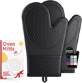 Kitsure Silicone Oven Mitts, Kitchen Gadgets, Apartment Essentials | 2 Pack Oven Gloves with Soft Lining, Non-Slip and Heat Resistant, Great Gift for Cooking, Baking