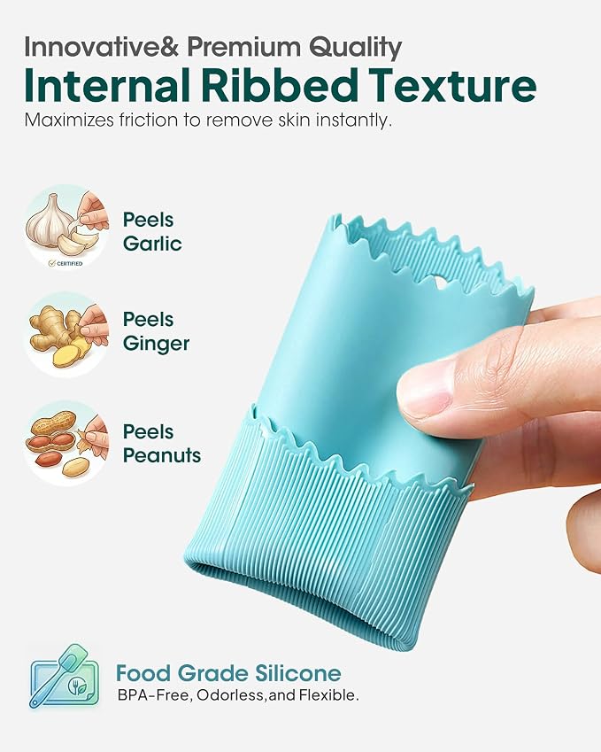 3-Pack Silicone Garlic Peeler Tube - Roller Garlic Stripper | Quick Skin Removal: Easily peels garlic cloves in seconds without leaving any garlic odor on your hands.