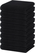Homaxy 100% Cotton Waffle Weave Kitchen Dish Towels 8-Pack, Black | 13 x 28 Inches, Ultra Soft Absorbent Dish Towels, Quick Drying Cleaning Towels