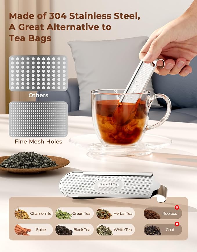 2-in-1 Tea Scoop Infuser for Loose Leaf Tea Strainer Fine Mesh | 304 Stainless Steel Tea Infuser, Easy to Fill and Clean, Loose Leaf Tea Steeper for Cup Mug Teapot