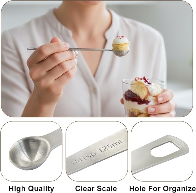 1/12 Tbsp (1/4 Tsp | 1.25 Ml) Measuring Spoons | Stainless Steel, For Coffee Powder, For Grains, For Loose Tea