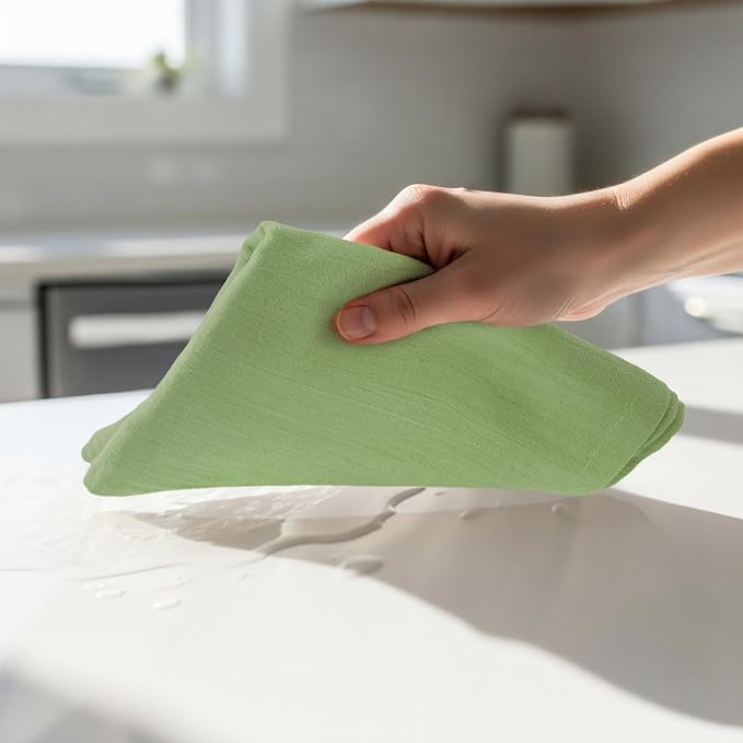 Utopia Kitchen Sage Green Flour Sack Towels [12 Pack-28 x 28 In]100% Cotton | Tea Towels for Cleaning & Drying - Highly Absorbent Kitchen Dish Cloth