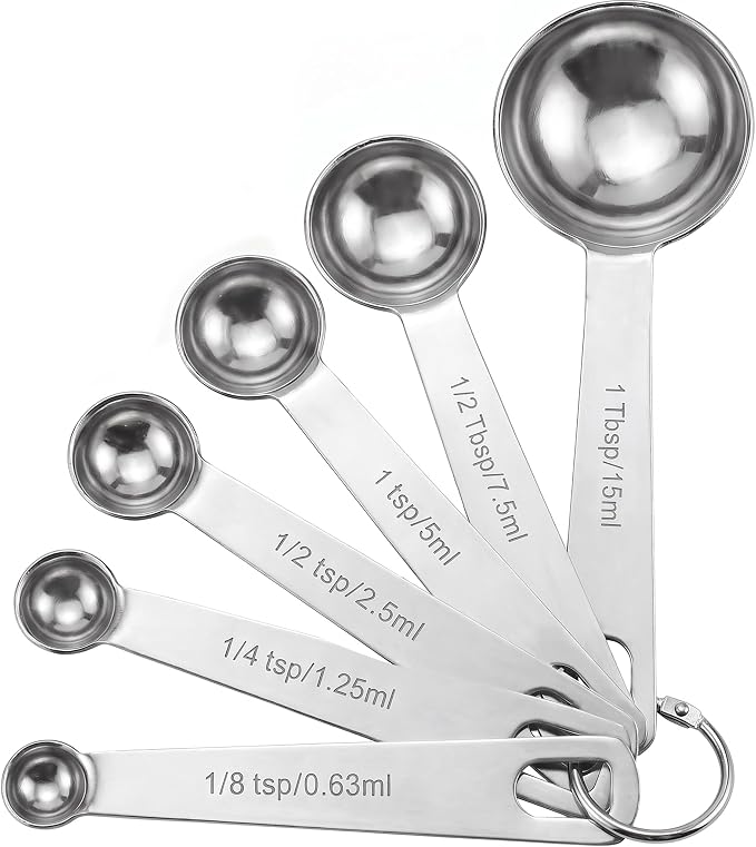 Measuring Spoons, Premium Heavy Duty Stainless Steel Measuring Spoons Cups Set, Small Tablespoon with Metric and US Measurements, Set of 6 for Measuring Dry and Liquid Ingredients