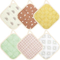 6 Pack Pot Holders 100% Cotton Heat Resistant Potholder, Machine Washable Pot Holder, Hot Pads, Table Pads for Cooking Baking (E)