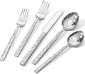 40 Pcs Hammered Silverware Set for 8, 18/10 Stainless Steel Heavy Duty Flatware Set, Tableware Cutlery Utensil Sets for Home Restaurant Dishwasher Safe