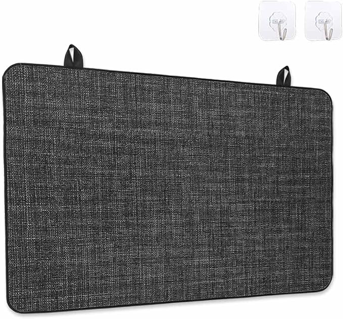 Stove Top Covers for Electric Stove 24x21 Inches, Vintage Black HeatResistant Glass Cooktop Protector, Farmhouse Retro Solid Color Linen Texture Ceramic Stovetop Countertop Covers Mat, Oven Cover