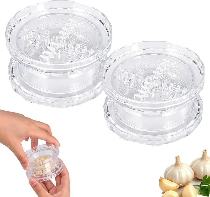 2PCS Clear Manual Garlic Twister and Ginger Mincer Tool,Manual Garlic Twister and Mincer for Garlics, Onion, Ginger, Herbs, Nuts, Impact Resistant Kitchen Gadget & Home Accessory