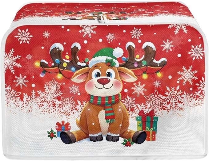 2 Slice Bread Toaster Cover Christmas Bakeware Protector Kitchen Accessories Appliance Dust Cover, Kitchen Decor Toaster Oven Covers, Cute Reindeer Print