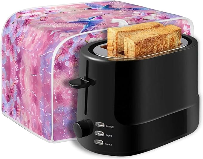 Hummingbird Flower 2 Slice Bread Toaster Cover, Bakeware Protector Kitchen Accessories Appliance Dust Cover Kitchen Decor Toaster Oven Covers for Home Decor