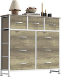 Sweetcrispy 9 Drawer Fabric Dresser Storage Tower Drawer Organizer, Oak | Sturdy Steel Frame with Wood-top, Easy-pull Handle, Space-Saving Organizer Chest for Bedroom, Closet, Lightweight and Stable