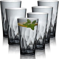 JGIRL Unbreakable Plastic Drinking Glasses,Set of 6,16 Ounces (Grey) | 16 oz plastic Tumbler Cups, Shatterproof Drinking Cups, Plastic glass cup,cups for kitchen ,cup set, Dishwasher Safe
