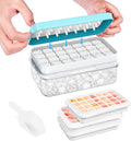 Ice Cube Tray with Lid and Bin, Easy Release 84 Cubes for Freezer | Food-grade BPA-free PP and ABS. Ice cubes for fruit, cocktails, iced coffee. Space-saving stackable with scoop