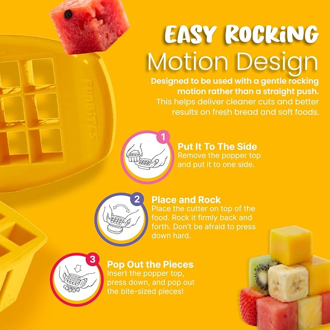 Sandwich Cutter for Kids Lunch, Crustless Bento 2-Pc Set, 1 Pack | Yellow Squares food cutter for toddlers, bite-size uncrustable shapes, bento lunch accessory, BPA-free, dishwasher safe
