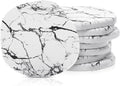 Diatomaceous Earth Coasters Set of 8，Cool Absorbent Quick-Dry Drink Coasters for Desks, Cute Modern Stone Design with Stylish Grey Aesthetic (8, Marble White)