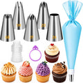 Suuker Large Piping Tips Set, Seamless Cake Decorating Tips | Stainless Steel Icing Tips, Pastry Tips & Piping Bags, Frosting Icing Tips, 1M 2D 2F 6B 2A