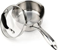 AVACRAFT Stainless Steel Saucepan with Glass Strainer Lid, Two Side Spouts for Easy Pour with Ergonomic Handle, Multipurpose Sauce Pot (5-Ply Capsule Bottom, 1.5 Quart)