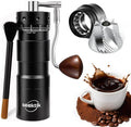 Manual Coffee Grinder Portable Hand Crank Coffee Mill for Home & Travel | Foldable Handle,Stainless Steel Conical Burr,for Espresso French Press Pour Over Drip, External Adjustable Setting,Black