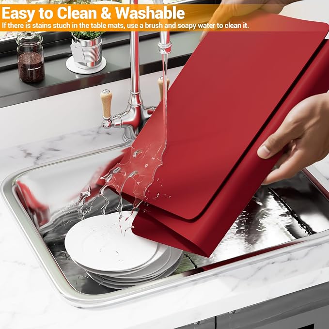 Silicone Protector Mat 47x24 Inch,Red | 1.3mm silicone mat, heat resistant, non-slip & waterproof. Ideal for baking, painting, resin, welding and table protection.