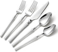 Lazycorner 30 Pcs Silverware Set Flatware Set 18/10 Stainless Steel Utensils Forks and Spoons Mirror Finish Cutlery Set for Restaurant Hotel Party Dishwasher Safe