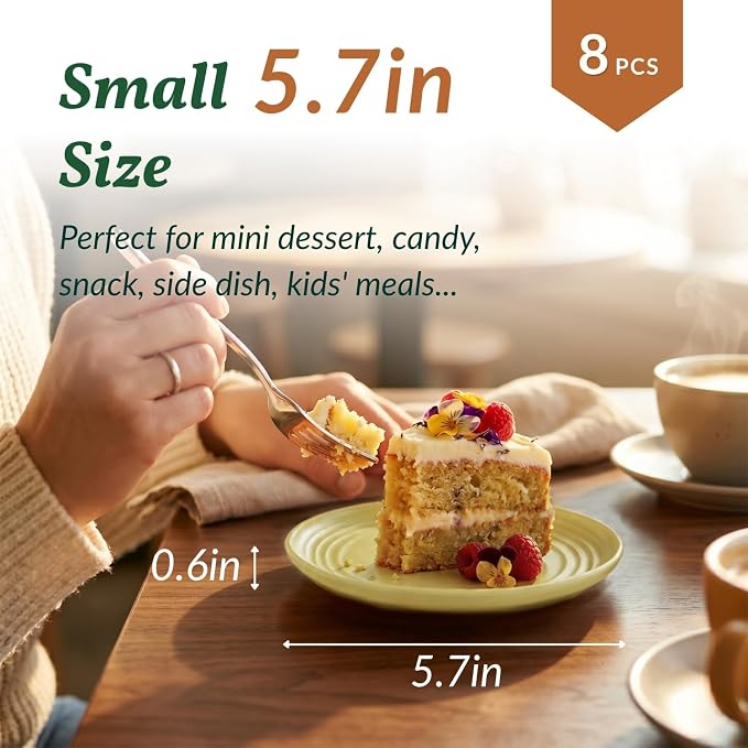 Mini Appetizer Plates 5.7-inch Wheat Straw Plates Set of 8 - Unbreakable Small Dessert, Snack, Salad Plates - Dishwasher Safe - Vibrant Memphis Colors