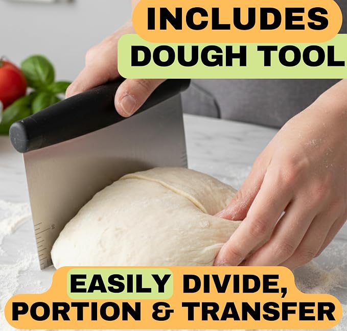 16 inch Baking Stone For Oven - Round Pizza Stone with Handles and Dough Tool - Baking Stone for Bread - Pizza Stones for Oven and Grill - Cooking Gifts for Food Lovers