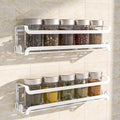 LUCYCAZ 2 Pack Wall Mounted Spice Rack for Spice Jars & Seasonings (White) | 8 Metal Hooks, Space-Saving,Screw or Adhesive Spice Shelf Hanging,for Kitchen Cabinet,Pantry Door,RV,Camper Spice Orgnaizer