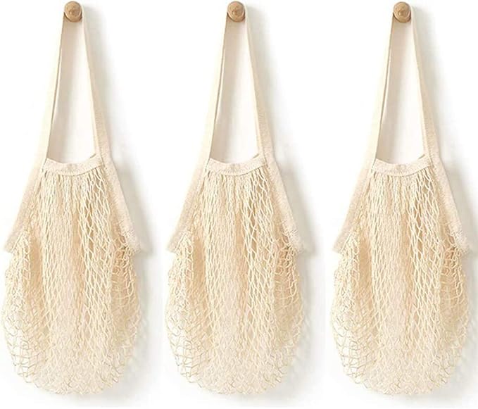 YOYI YOYI Reusable Produce Bags Cotton Mesh Grocery Bags,Washable Portable Vegetable Bag, 100% Cotton Mesh String Organizer Shopping Bag Handle Net Tote | 100% natural cotton mesh, washable and reusable — lightweight and portable for grocery shopping a...