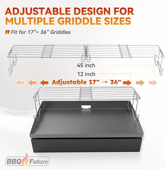 Griddle Warming Rack for Blackstone Griddle, Adjustable Griddle Accessories Cooling Warmer Rack for Black stone Weber and Most Tabletop Flat top 17 22 28 36 Inch Gas Grills