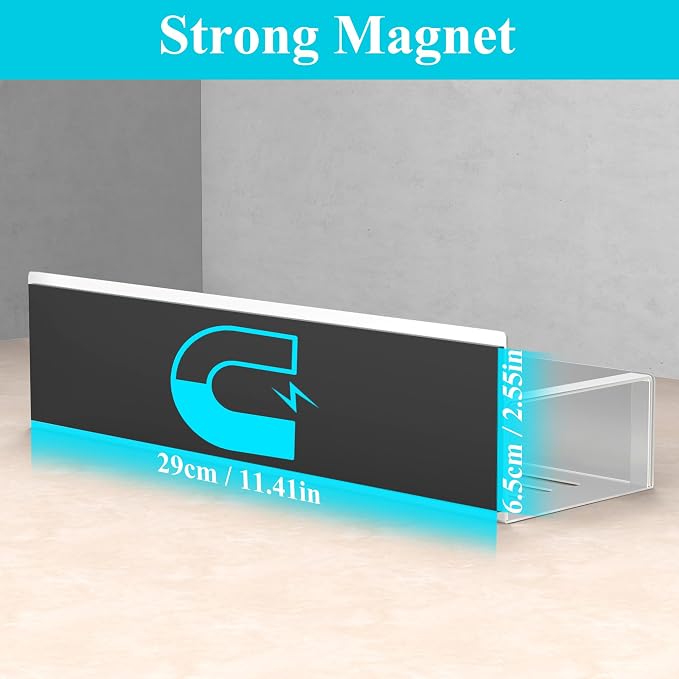 Metal Magnetic Spice Rack for Refrigerator Silver, 4 Pack | Magnetic Shelves Heavy Duty for Fridge in Kitchen, Seasoning Storage Organizer, For Oven Washer and Dryer, For Heavier Items