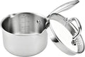 2.0 Quart Stainless Steel Pot Saucepan with Glass Strainer Lid, Sauce Pot with Two Side Spouts, Induction Cooking Pot, Multipurpose Sauce Pan with Lid for Cooking