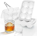 Large Ice Cube Tray for Freezer - 2 Pack Stackable Round Ice Cube Molds Set, Easy to Fill & Release with Storage Bin and Tongs for Kitchen, Party, Cocktail & Coffee, Gifts for Whiskey Lover (1.93In)