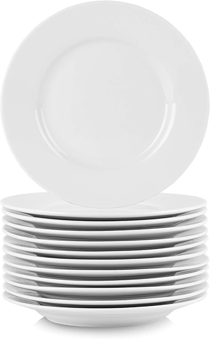 10 Strawberry Street 6" Catering Round Appetizer Plate, Set of 12,White